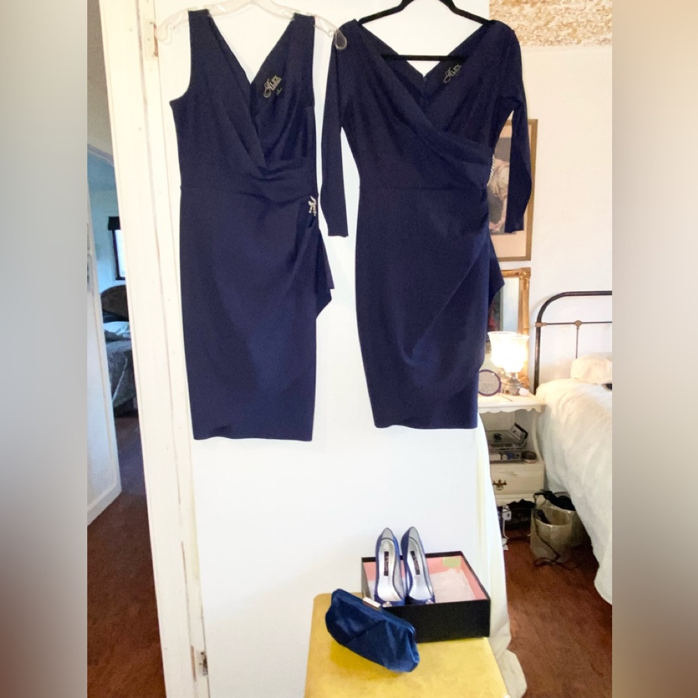 Alex Eveing dresses, shoes and handbag
